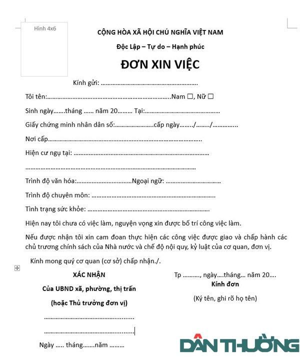 đơn xin việc