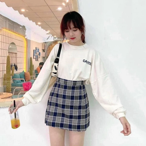 Chân váy trong cách phối đồ cho nấm lùn 1m45