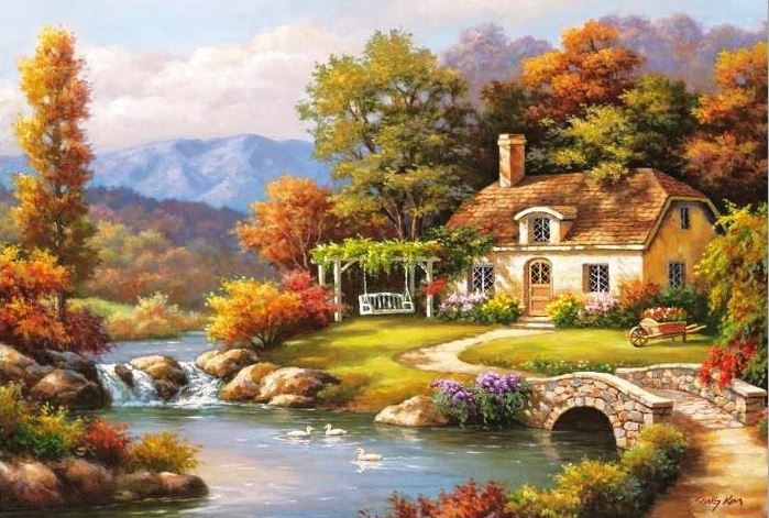 +888 Tranh Phong Cảnh Đẹp, Tranh Đồng Quê Việt Nam 18 Tranh phong cảnh 3D - Tranh 3D thiên nhiên cảnh đẹp