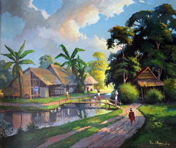 +888 Tranh Phong Cảnh Đẹp, Tranh Đồng Quê Việt Nam 5 Tranh sơn dầu phong cảnh làng quê đẹp