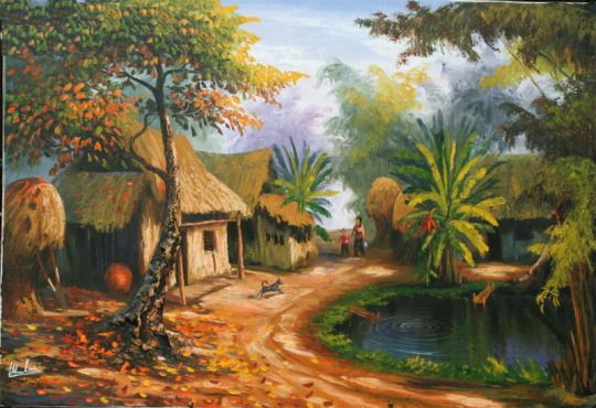 +888 Tranh Phong Cảnh Đẹp, Tranh Đồng Quê Việt Nam 6 Tranh sơn dầu phong cảnh làng quê đẹp nhất