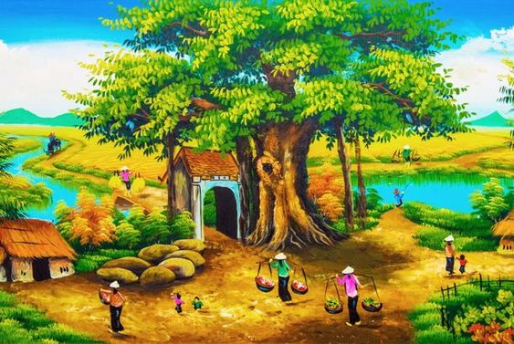 +888 Tranh Phong Cảnh Đẹp, Tranh Đồng Quê Việt Nam 14 Tranh sơn dầu phong cảnh làng quê Việt Namm