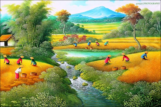 +888 Tranh Phong Cảnh Đẹp, Tranh Đồng Quê Việt Nam 7 Tranh sơn dầu phong cảnh cánh đồng đẹp