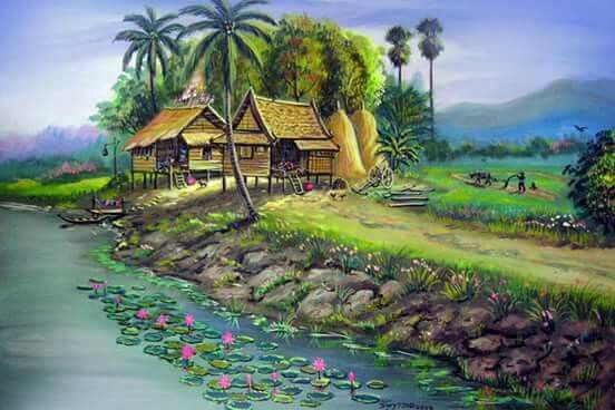 +888 Tranh Phong Cảnh Đẹp, Tranh Đồng Quê Việt Nam 2 Tranh sơn dầu phong cảnh thiên nhiên làng quê đẹp