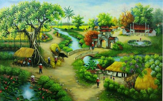 +888 Tranh Phong Cảnh Đẹp, Tranh Đồng Quê Việt Nam 13 Tranh phong cảnh làng quê Việt Nam đẹp